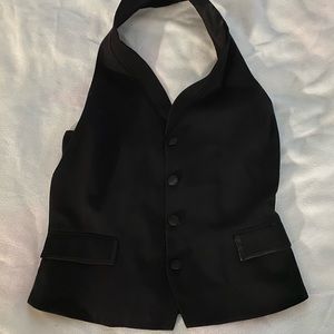 Black halter neck button down vest H&M